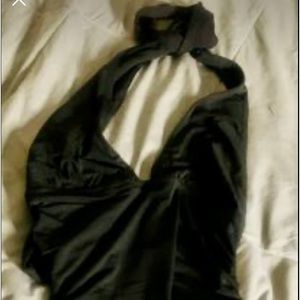 Black halter ruched dress sz l never worn
